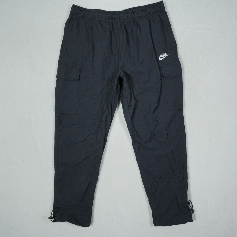 Nike Mens Black Cotton Nylon Cargo Pants CU4325-010 Large Toggle Hem Techwear